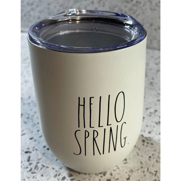 Magenta Rae Dunn "Hello Spring." Metal Tumbler w/ Clear Lid, For Wine Or Coffee - Picture 1 of 5